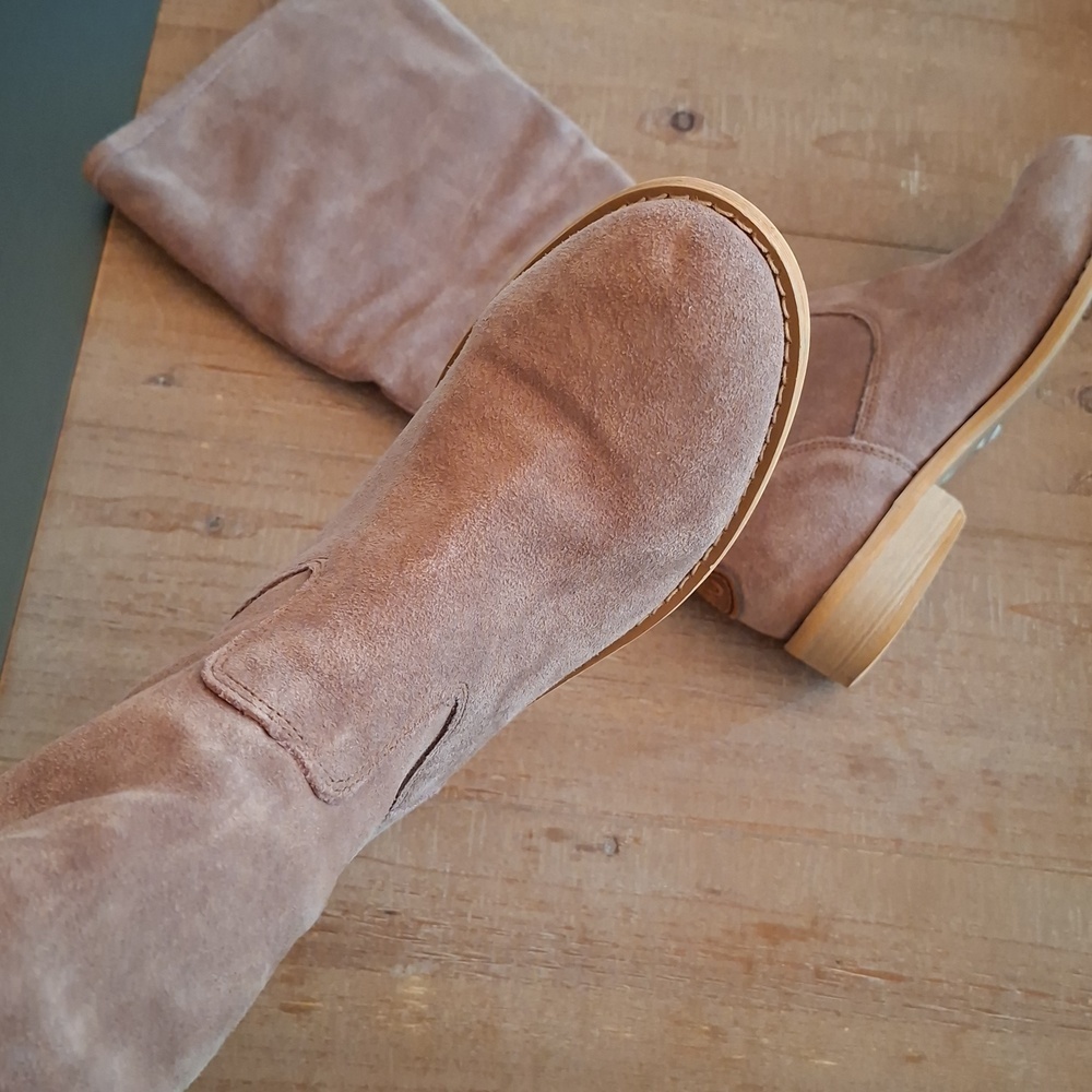 Emu Australia Suede & Shearling/Sheepskin Tan Slouchy Buckle Boots (AU 8/US 8) - Picture 5 of 12
